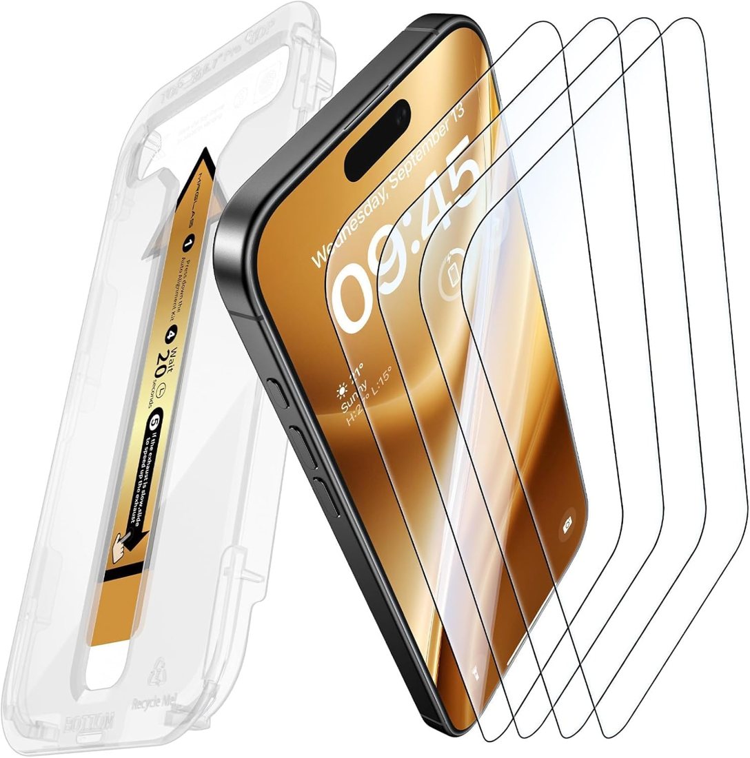 TOP 9H+ Glass for iPhone 16 Plus — 4-Pack