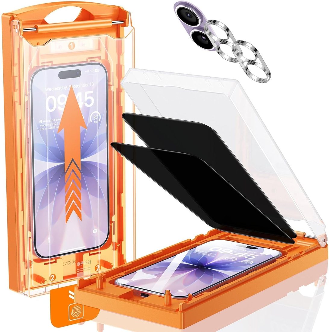 TOP 9H+ Privacy Glass + Lens Covers for iPhone 17 — 2+2